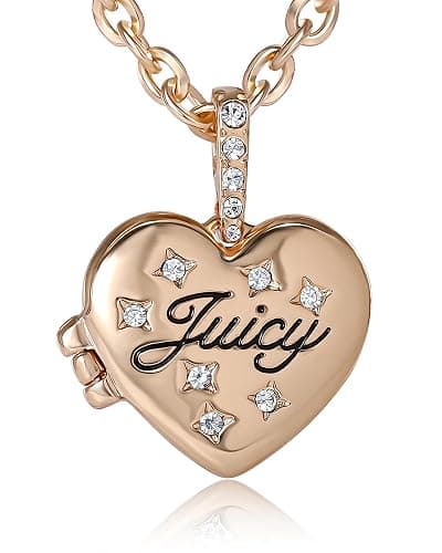 Juicy Couture Logo Heart Necklaces for Women 16-18"+2", Gold-Tone Heart Pendant Necklace, Juicy Gifts - Image 1
