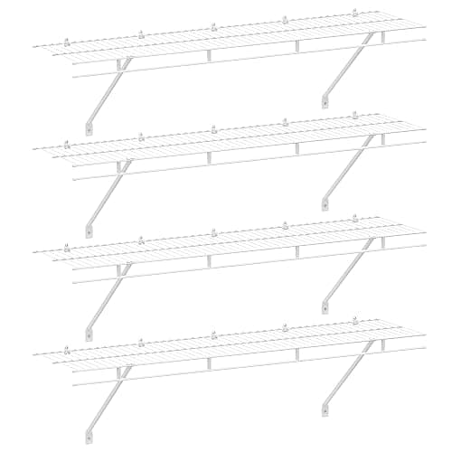 HAUSHOF Closet Shelves Wall Mounted 4-Pack, 4 ft x 12in White Wire Shelving for Laundry Room, Closet, Basement Organization and Storage - Image 1