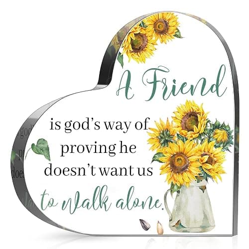 Chunful Christian Gifts for Friends Women Religious Birthday Friendship Gifts for Inspirational Friend Women Coworker Glass Crystal Table Wedding Centerpieces Decor(Sunflower Style) - Image 1