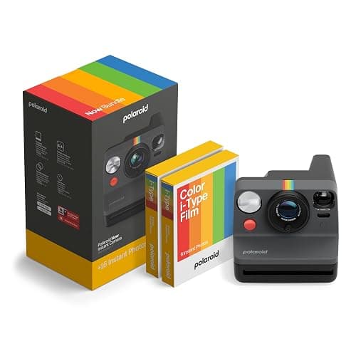 Polaroid Now 3rd Generation I-Type Instant Camera + Film Bundle - Now Black Camera + 16 Color Photos (6560) - Image 1