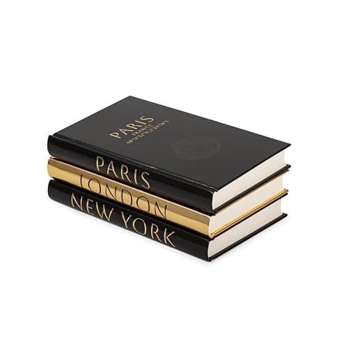 Decorative Books for Home Decor - Christmas Gift Ideas - Faux Books for Decoration - Christmas Coffee Table Books - Fashionable Black and Gold Foiled for Room Decor Aesthetic -Set of 3(Black and Gold) - Image 1