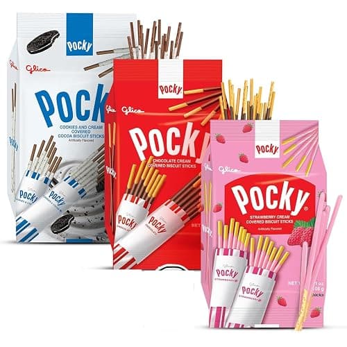 Pocky Sticks Japanese Snacks Pocky Variety Pack of 3 Asian Snacks - Poky Stix Strawberry, Chocolate, Cookies, and Cream Asian Candy by Grateful Grocer, 3 Piece Set, 1.0 Count, 108.0 grams - Image 1