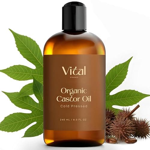 Vital Strands Castor Oil Organic & Cold Pressed – Nourishing Treatment for Hair & Skin – Eyelash & Brow Serum – Aceite de Ricino - Hexane Free, Vegan, 8oz - Image 1