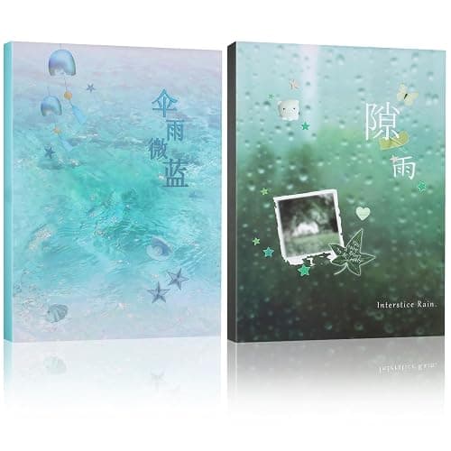 Tmtains 64 Sheets Korean Sticker Book for Scrapbook Retro Manga & Rain Style Japanese Stickers for Journaling Aesthetic Cute Sticker Book for Adults Dreamcore Stickers for DIY Junk Journal (Rain) - Image 1