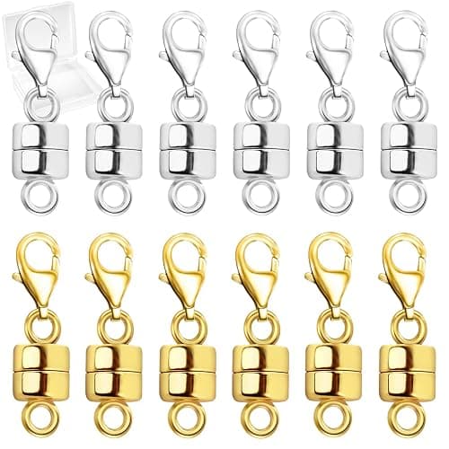 MKCYD Magnetic Necklace Clasp with Lobster Clasp,14K Gold and Silver Magnetic Jewelry Clasps for Necklace Extender Bracelet Closures - Image 1