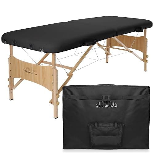 Saloniture Basic Portable Folding Massage Table - Black - Image 1