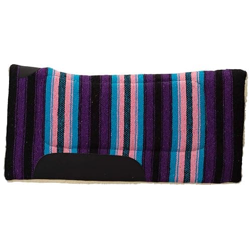 Weaver Equine 32" x 32" Contoured Acrylic Horse Saddle Pad, Shock Absorbing Western Saddle Pad for Protection, Durable Equine Supplies, Burgundy/Navy - Image 1