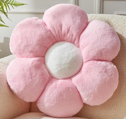 Vdoioe Pink Flower Pillow,Flower Shaped Throw Pillow 15.7In Daisy Pillow Cushion Cute Flower Seating Cushion Home Decorative Pillows for Sofa Couch Bed - Image 1
