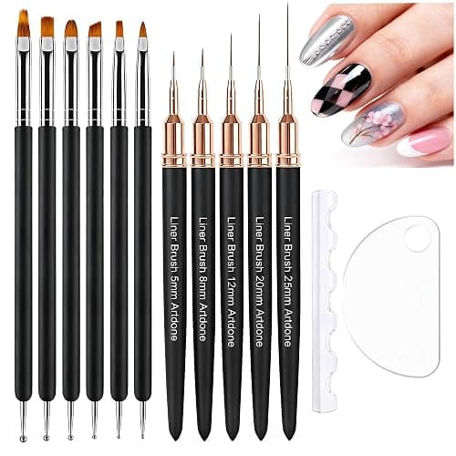 Artdone Nail Art Brushes and Dotting Tools Kit for Gel Polish Liner Drawing | 11PCS Design Pens for Nail Decorations Supplies and Nail Paint Brushes Small Detail Accessories Brushes - Image 1
