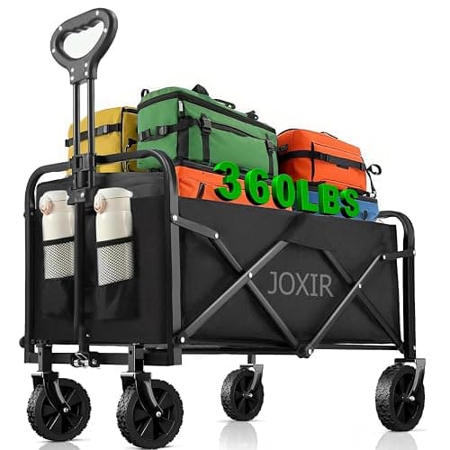 Joxir Collapsible Wagon Cart Foldable 120L 360lbs Capacity, Lightweight Portable Beach Wagon, Shopping Carts with Wheels for Grocery, Camping, Shopping, Garden Cart - Image 1