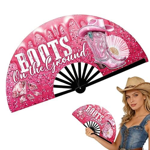 WINSD 13'' Large Fan Clack Fan Clacking Fans for Line Dancing Hand Fan Foldable Fan For Cowgirl Women Men (Design-2) - Image 1