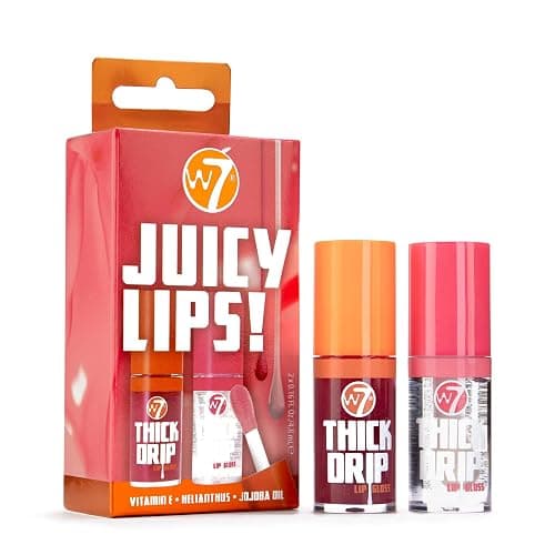W7 Juicy Lips! Thick Drip Lip Gloss Duo Set - Foolish & In The Clear - Hydrating Glossy Lip Glosses - Image 1