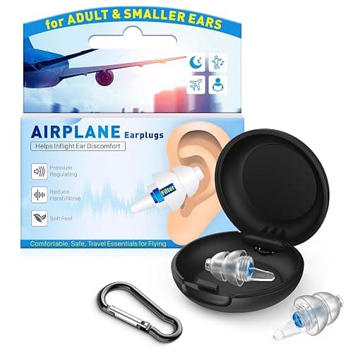 Softvox Ear Plugs for Airplane Pressure Relief & Prevent Ear Pain - Flying Travel Essentials - Comfortable Reusable Plane Earplugs for Adults/Teens 12+ with Small Ear-canals, 25dB Noise Reduction - Image 1