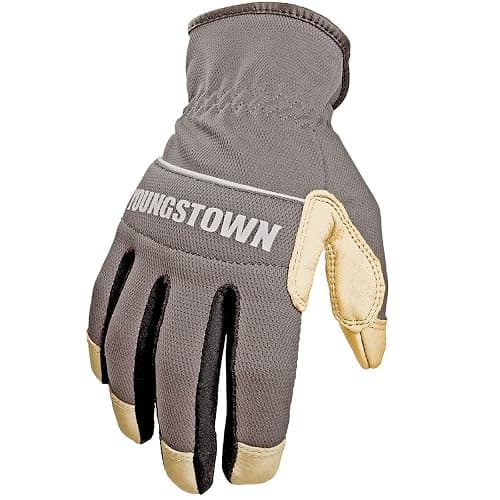 Youngstown Glove Hybrid Plus Leather Palm Heavy Duty Work Gloves For Men - Washable, Durable, Form-Fit - Gray - Image 1
