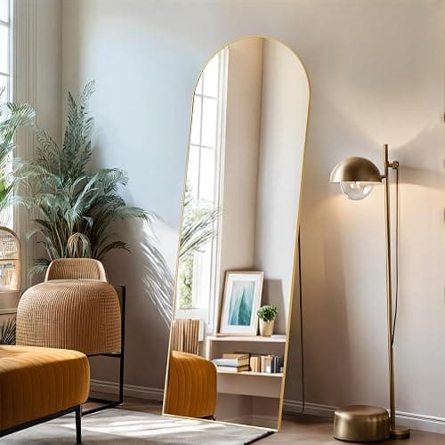 Arched Mirror Full Length, 16"x59" Body Wall Mirrors with Shatter-Proof Glass, Floor Standing, Hanging or Leaning, Tall Arch Mirror with Stand Aluminum Alloy Frame for Bedroom Cloakroom - Image 1