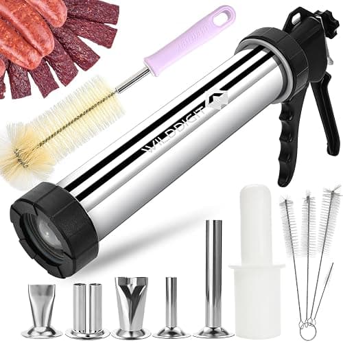 WILDDIGIT 3rd Gen 2.1 LB Professional Jerky Gun Kits, Sausage Stuffer, Stainless Steel Jerky Maker, Jerky Shooter, Beef Jerky Making Gun with 5 Nozzles, 1 meat pusher and 5 Cleaning Brushes - Image 1