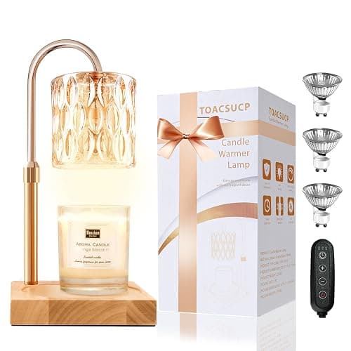 Candle Warmer Lamp with 3 Bulbs, Adjustable Height Dimmable Candle Warmer with Timer, Candle Lamp with Charming Gift Box Ribbon,Birthday Gifts for Women Mom, House Warming Gifts New Home Decor - Image 1