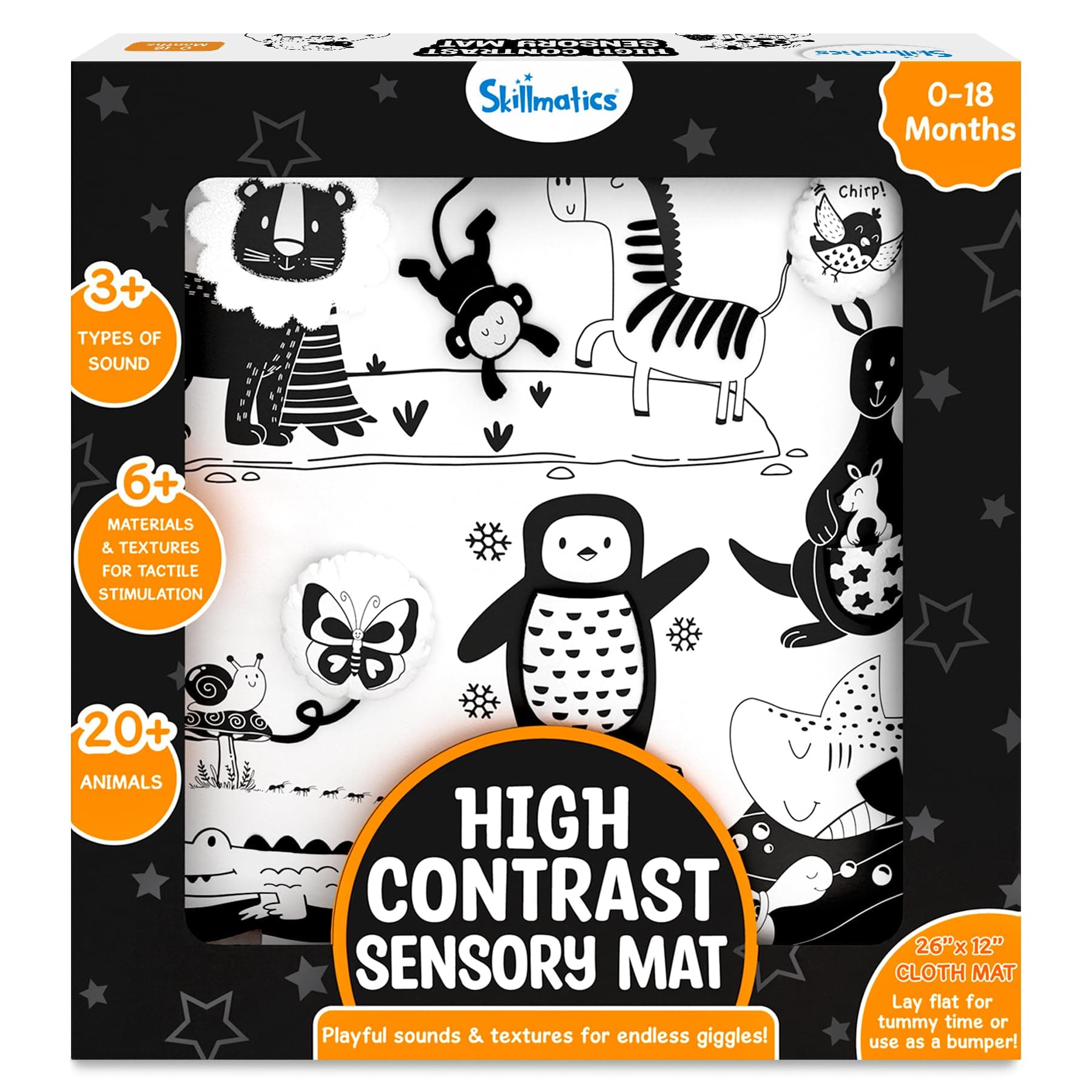 Skillmatics High Contrast Sensory Cloth Mat for Babies & Infants - Newborn Visual Stimulation, Observation Skills, Gifts for 0 to 18 Months, Multicolor - Image 1