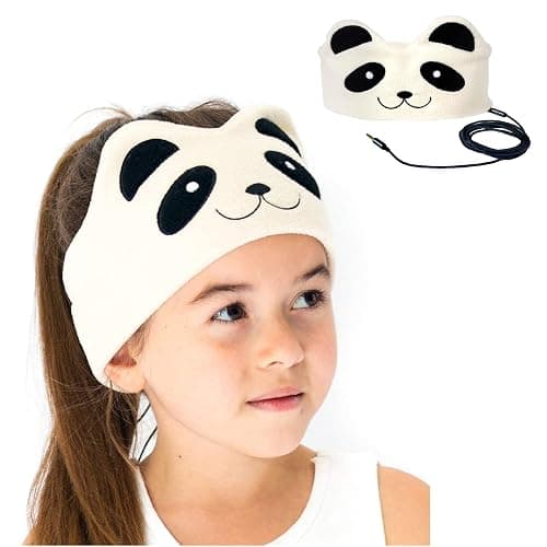 CozyPhones Over The Ear Headband Headphones - Kids Headphones Volume Limited with Thin Speakers & Super Soft Fleece Headband - Ivory Panda - Image 1