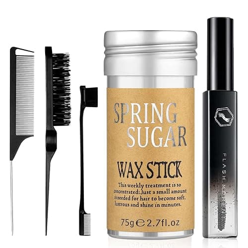 SPRINGSUGAR 5 Pcs Hair Wax Stick for Flyaways Edge Control Slick - Styling Tools Includes , Finishing , Comb, Gel for Fly Away for Women - Image 1