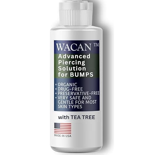 WACAN Tea Tree Piercing Bump Solution, Targeted Saline Piercing Aftercare Cleaner for Nose, Ear & Cartilage Piercing Bumps - Image 1
