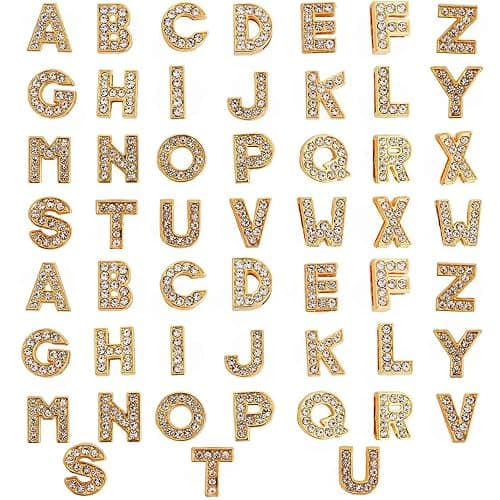 52 Pcs Letter Charms,Letter Charms Fits for Clog Sandals Decoration Fashion Crystal Diamond Charms for Women Girl Men Boy Party of Birthday Gifts. - Image 1