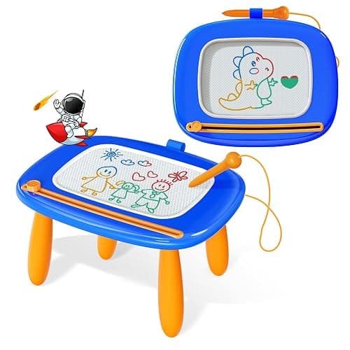 Kikidex Toddlers Toys Age 1-3, Magnetic Drawing Board, Toddler Girl Toys for 1-2 Year Old, Doodle Board Pad Learning and Educational Toys for 1 2 3 Year Old Baby Kids Birthday Gift (Dark Blue) - Image 1