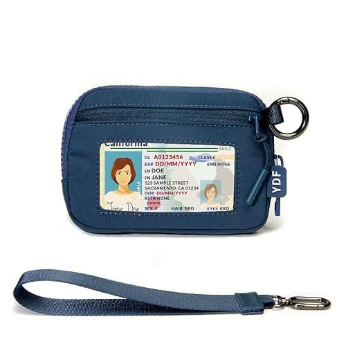 Wristlet Wallet for Women with Clear ID Window, Zip Coin Purse and Keychain | 3 Card Slots, Exterior Zip Pocket, Inner Mesh Pouch, Lipstick Holder, Detachable Wrist Strap, Lightweight Nylon - Image 1