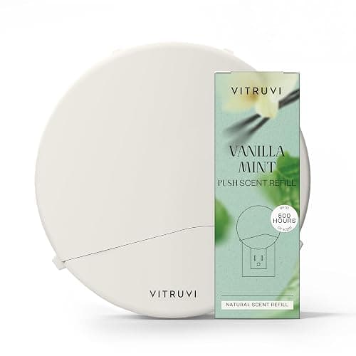 Vitruvi Push Plug-in Wall Diffuser – Starter Kit with Vanilla Mint Refill, Made with Natural Ingredients – Covers 200 Sq Ft – Long-Lasting Scent Up to 500 Hours – White - Image 1