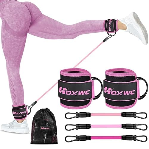 HOXWC Ankle Resistance Bands with Cuffs, Ankle Bands for Working Out, Ankle Resistance Band for Leg, Booty Workout Equipment for Kickbacks Hip Fitness Training, Exercise Bands for Butt Lift Women - Image 1
