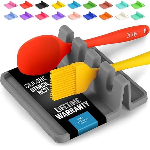 Zulay Kitchen Spoon Rest for Multiple Utensils High Heat-Resistant Silicone Drip Pad, BPA-Free Spoon Holder for Stove Top, Kitchen Gadget Holder for Ladles, Tongs, Cooking Spatula - Makes Great Gift - Image 1