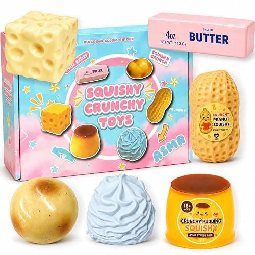 6PCS Crunchy Squishy Box Mystery Fun Asmr Feel Set | Crunchy Squishies Stress Balls Blind Slow Return Squishies, Relief Hand Relax Desk Decor Party Favor Gifts for Adult - Image 1