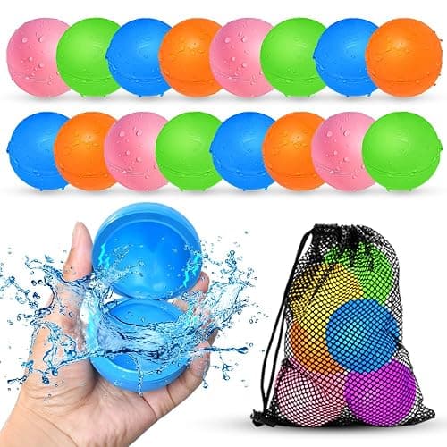 16Pcs Reusable Water Balloons for Kids, Pool Beach Water Toys for Boys and Girls, Summer Toy for Outdoor Games - Image 1