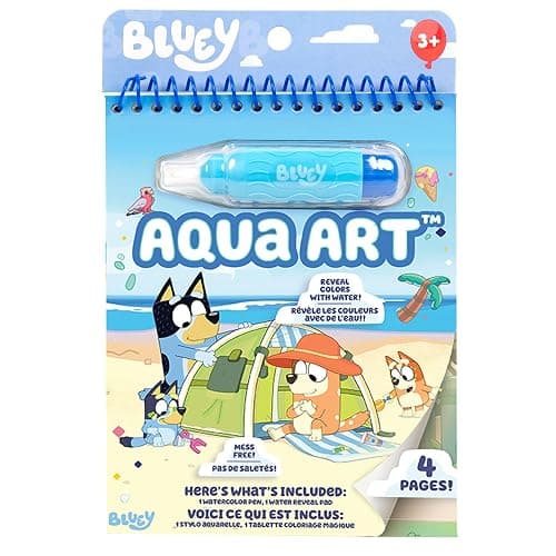 Horizon Group USA Bluey Aqua Art - Reusable Water Reveal Activity Pages With Water Pen for No-Mess Drawing and Coloring - Image 1
