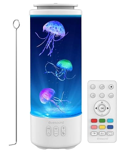 Eyesound Jellyfish Lamp Bluetooth Speaker with White Noise – 7 Color Changing Jelly Fish Tank Aquarium Light, 4 Lighting Modes for Relax & Sleep, Home Office Bedroom Decor, Gift for Kids Teens Adults - Image 1