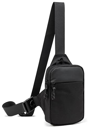 higouta Mini Sling Bag for Men Women, Small Crossbody Waterproof Practical Shoulder Chest Bag for Travel Work Sport - Black - Image 1