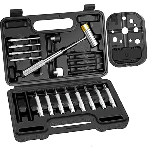 BESTNULE Punch Set, Pin Punches, Punch Tool, Roll Pin Punch Set, Made of High Quality Metal Material Including Punches and Hammer, Mechanical Repair Tool, with Organizer Storage Box (with Bench Block) - Image 1
