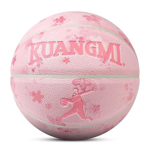 Kuangmi Pink Series Basketball, Premium Design Printed Street Performance Ball, Men's Official Size 7 29.5", Women's Intermediate Size 6 28.5", for Indoor & Outdoor - Image 1