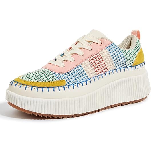 LUCKY STEP Women's Platform Sneakers Rhinestone Fashion Chunky Casual Sparkly Retro Braided Walking Shoes - Image 1
