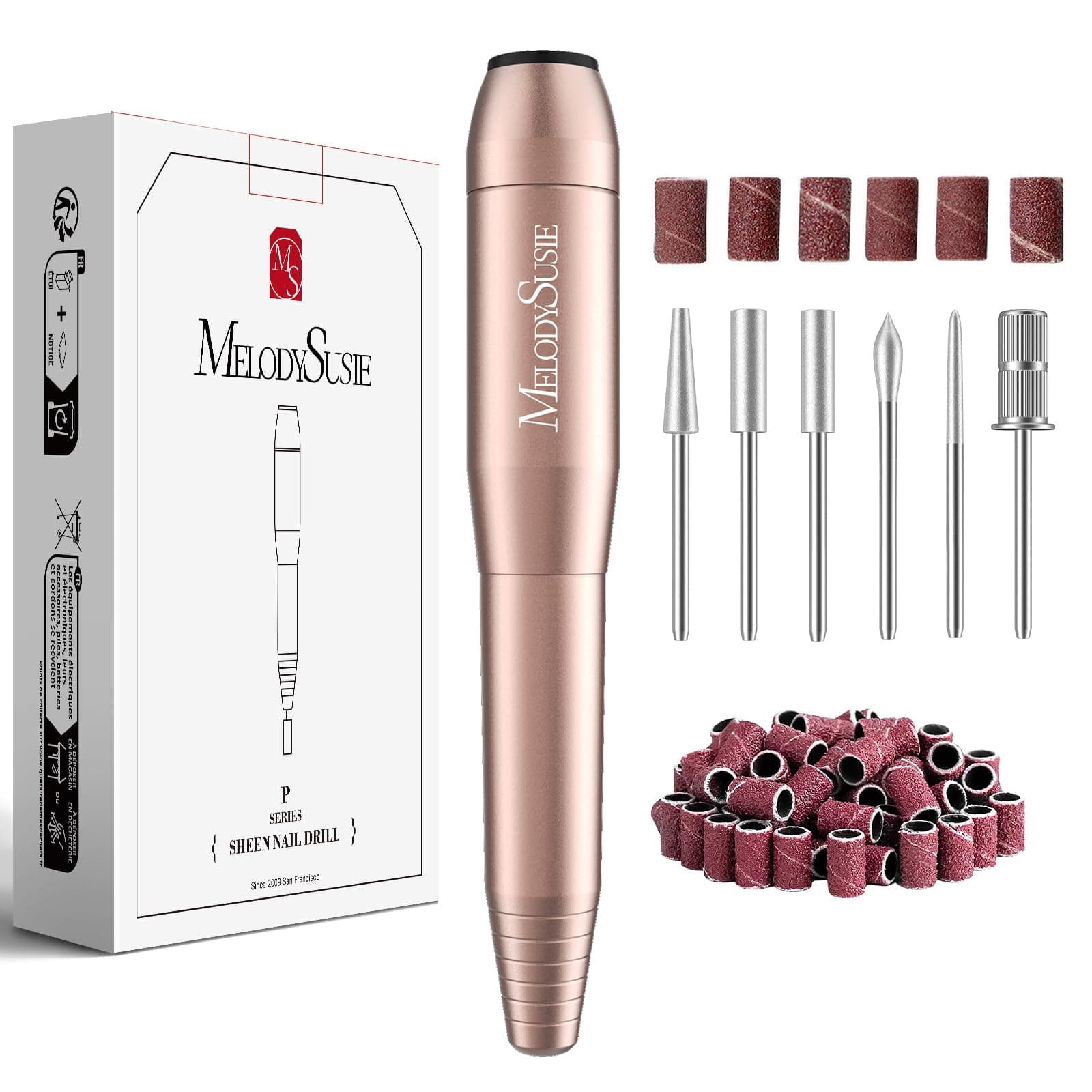 MelodySusie Pen-Shaped Portable USB Nail Drill, PC120I 20000RPM Electric Nail File with Compact Design for All Nail Care, Manicure Polishing, Shaping & Gel Removal at Home for Beginners A-gold - Image 1