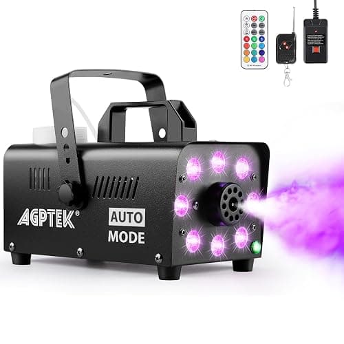AGPTEK Smoke Machine, Fog Machine with 13 Colorful LED Lights Effect, 500W and 2000CFM Fog with 1 Wired Receiver and 2 Wireless Remote Controls, Perfect for Wedding, Halloween, Party and Stage Effect - Image 1