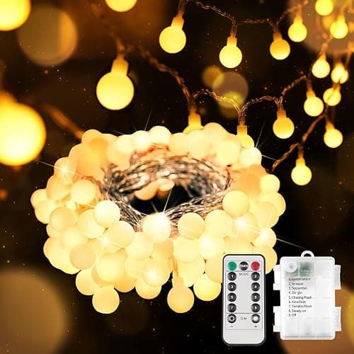 suddus Globe String Lights Battery Operated, 100 Led Battery Powered Fairy Lights, String Lights for Bedroom, Christmas Tree, Patio, Window, Party, Outside, Thanksgiving Decor, Warm White - Image 1
