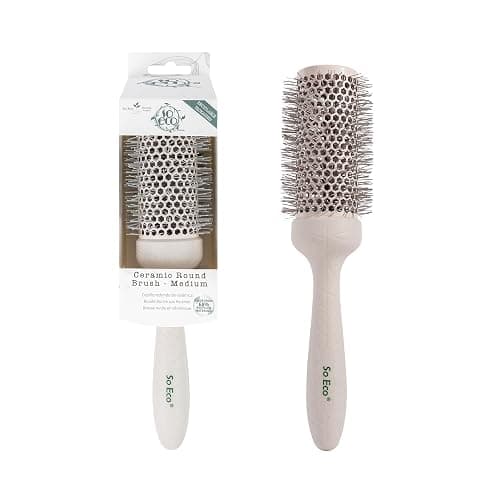 So Eco Medium 43mm Thermo Ceramic Round Brush - Hair Styling, Volumising & Curling Brush for Medium Length Hair. Sustainable Bioplastic Handle & Pins Made from Recycled Plastics - Image 1