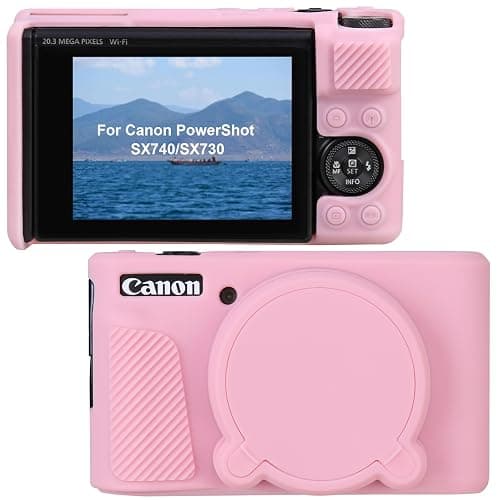Canboc Silicone Cover for Canon PowerShot SX740 / SX730 Point and Shoot Digital Camera, SX740 Soft Silicone Protective Case with Detachable Lens Cover, Pink - Image 1