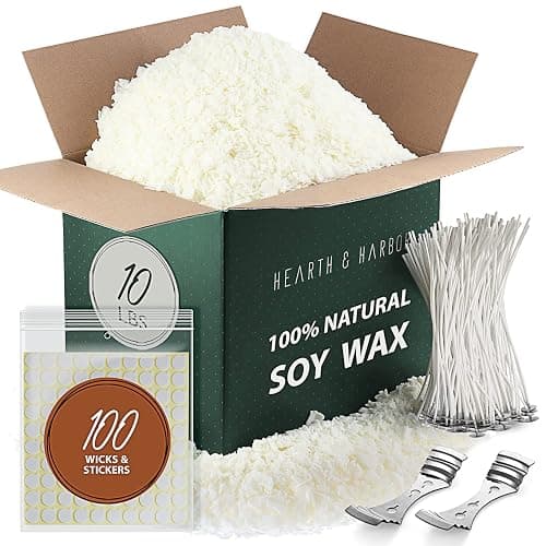 Hearth & Harbor Organic Soy Candle Wax for Candle Making, 10 lbs Natural Candles Making Supplies, Beeswax-Free, Paraffin-Free, Pure Soy Wax Flakes Perfect for Candles, Tealights and Melts - Image 1
