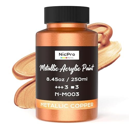 Nicpro Metallic Copper Acrylic Paint, 8.45oz/250ml Large Copper Leaf Paint, Non Toxic, Non Fading Craft Paints for Metal, Wood, Clay, Fabric, Canvas, Furniture, Handcrafts, Art Supplies - Image 1