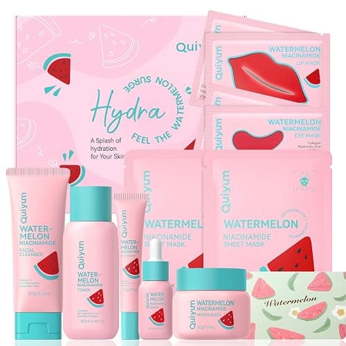 QUIYUM Watermelon & Niacinamide Skin Care Sets, Routine Facial Skincare Product,Beauty for women, Hydration, Moisturizing, Oil Control, Glow Up, Teen Girl Gifts Trendy Stuff, Spa-Like at Home - Image 1