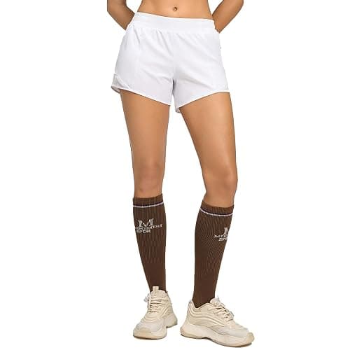 MCEDAR Women's Low Waisted Running Shorts 4" with Mesh-Lined Active Workout Quick Dry Gym Athletic Sports Short Zip Pocket - Image 1