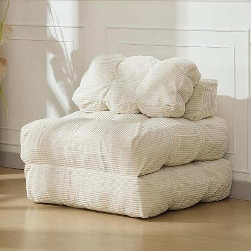 SLEKVERSA 3-in-1 Folding Sofa Bed, Convertible Sleeper with Pillow & Back Support, No Assembly Required Compact Floor Lounge for Living Room, Bedroom, Guest Room, Single, Beige - Image 1
