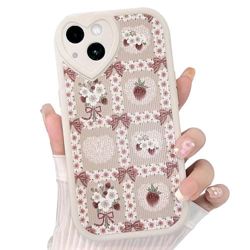 Lovmooful Compatible for iPhone 13 Case Cute Flower Floral Bow Strawberry with Love Lens Bumper Protector for Girls Women Soft TPU Shockproof Protective Girly for iPhone 13-Lace Flower - Image 1